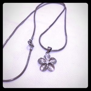 SOLD Sterling silver plumeria pendant necklace